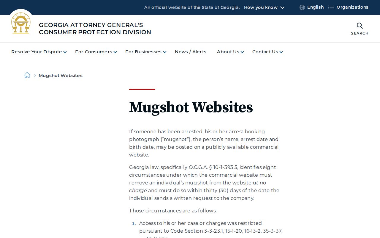 Georgia consumer mugshot removal guidance for Stephens County records