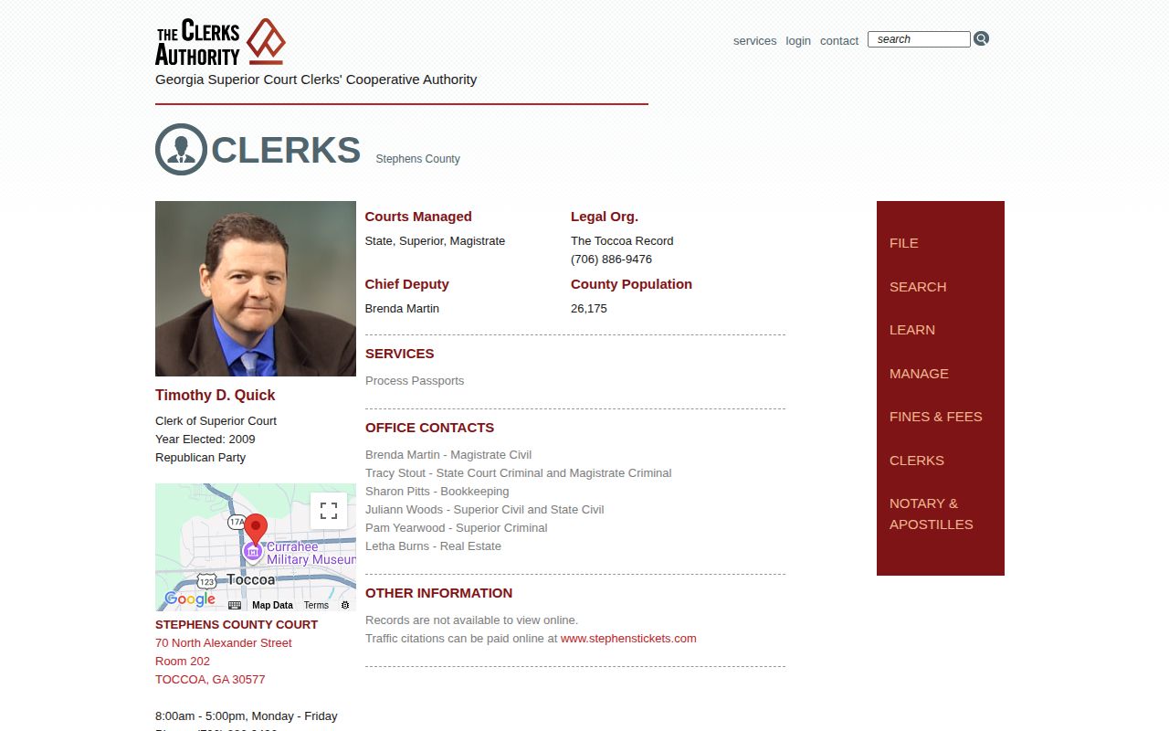 Stephens County released inmate court record access