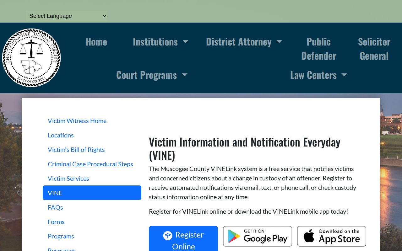 Georgia local-government VINE registration guidance