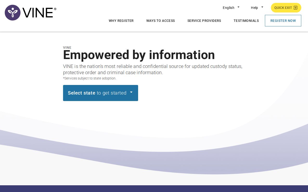 VINELink national state-selection webpage